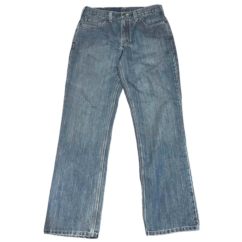 Carhartt Men’s 34X34 Blue Denim Jeans Medium Wash Straight Relaxed Fit Workwear